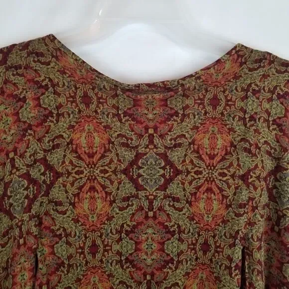 Plum and Thread. Size 1. Cute geometric print top. Reds, Orange, and Tans. - Picture 11 of 14